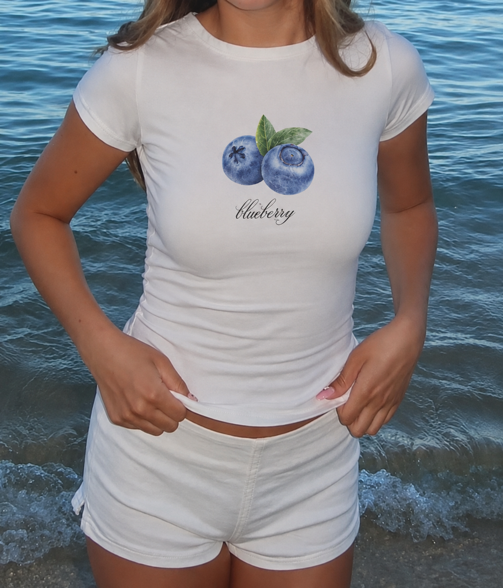Blueberry baby tee for her