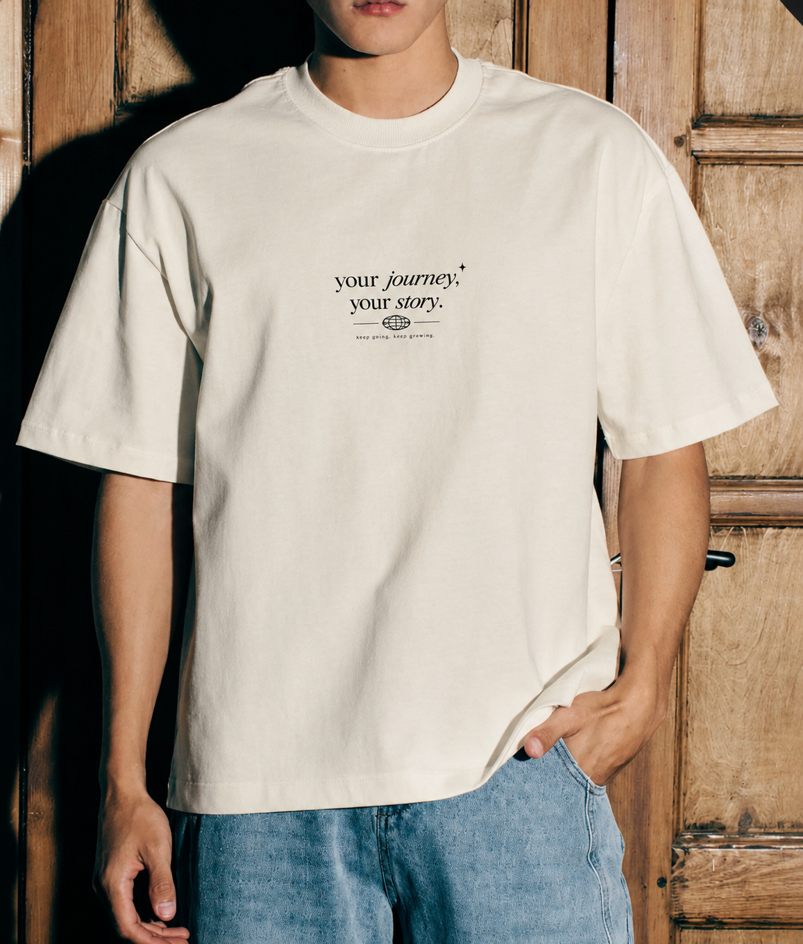Own Your Story – Off White Boxy Fit Tee
