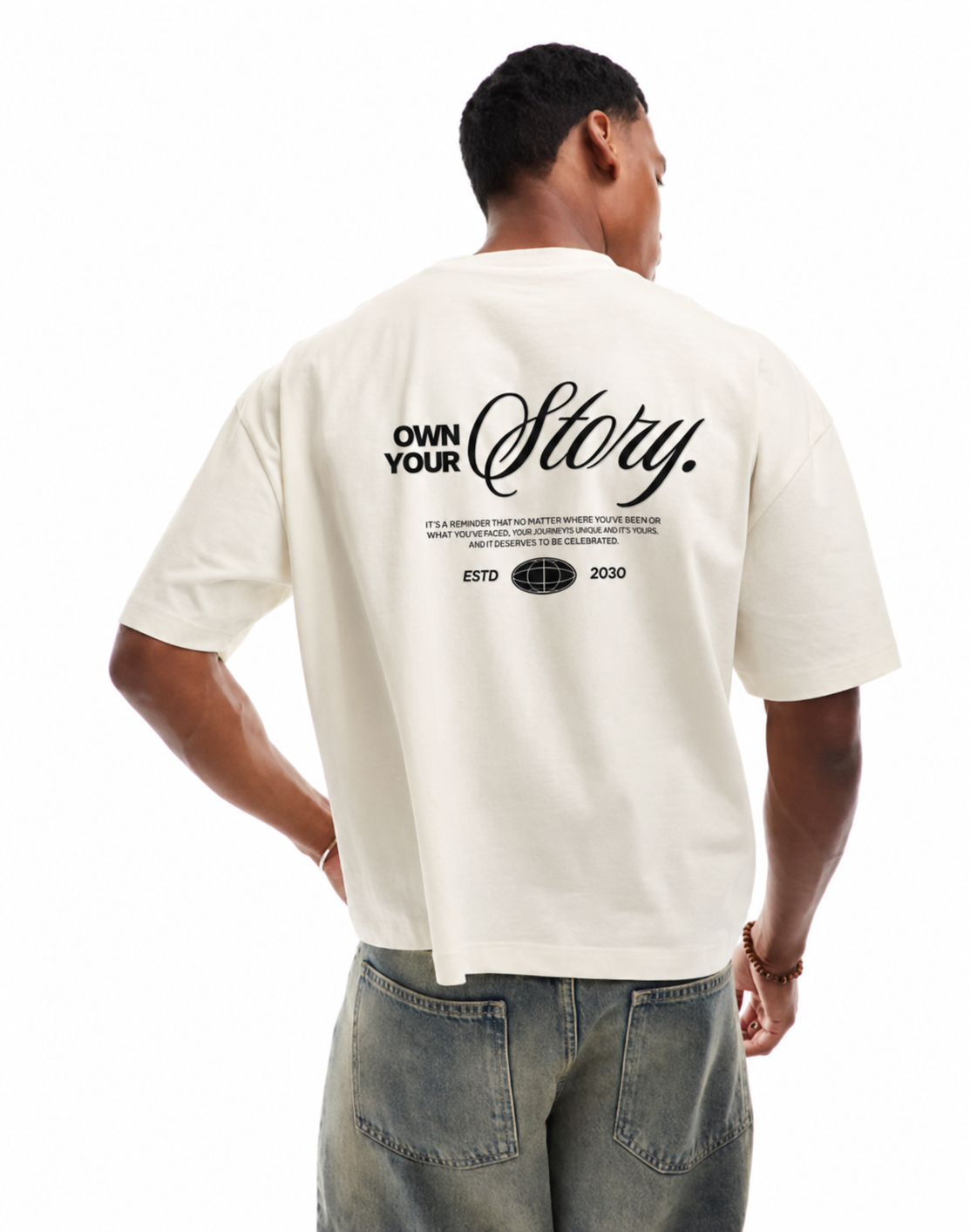 Own Your Story – Off White Boxy Fit Tee