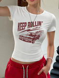 Vintage Drive White Baby Tee for her