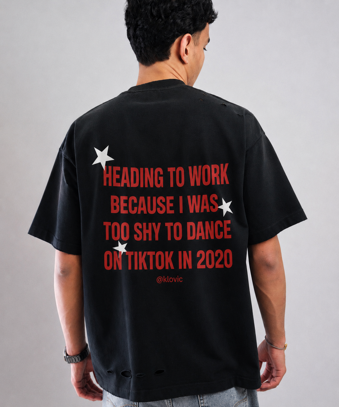 Missed My TikTok Career Black oversized Tee