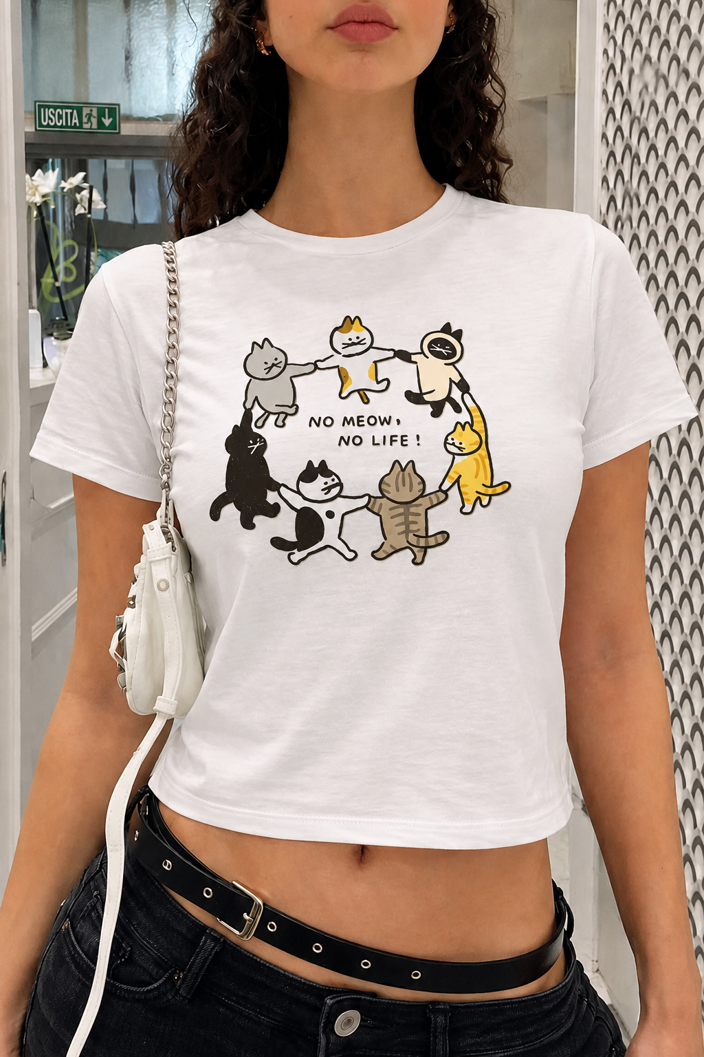 NO MEOW NO LIFE! BABY TEE FOR WOMAN